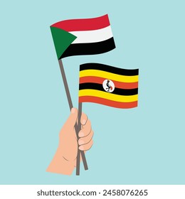 Banderas de Sudán y Uganda, Banderas de mano