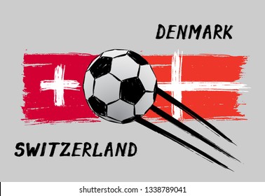 Flags of Switzerland and Denmark - Icon for euro football championship qualify - Grunge