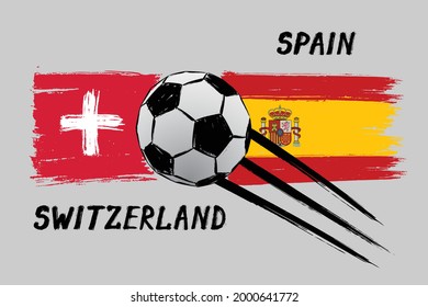Flags of Switzerland and Spain - Icon for football championship qualify - Grunge