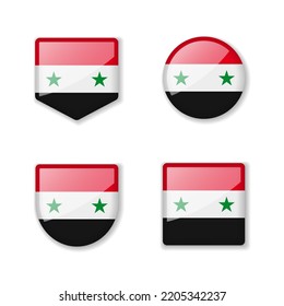 Flags of Syria - glossy collection. Set of vector illustrations