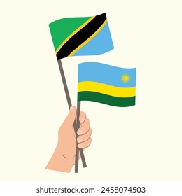 Banderas de Tanzania y Ruanda, Banderas en mano