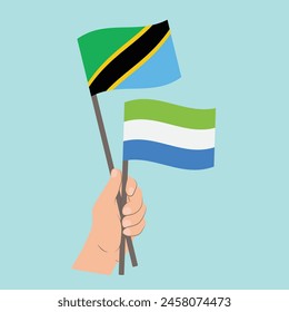 Flags of Tanzania and Sierra Leone, Hand Holding flags