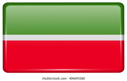 Flags of Tatarstan in the form of a magnet on refrigerator with reflections light. Vector illustration