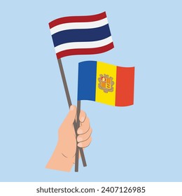 Flags of Thailand and Andorra, Hand Holding flags