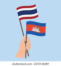 Flags of Thailand and Cambodia, Hand Holding flags
