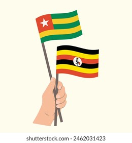 Banderas de Togo y Uganda, Banderas de mano