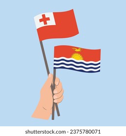 Flags of Tonga and Kiribati, Hand Holding flags