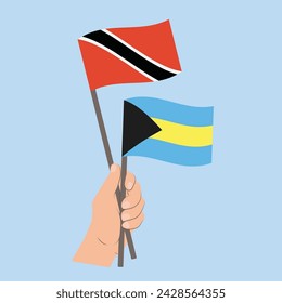 Flags of Trinidad and Tobago and Bahamas, Hand Holding flags