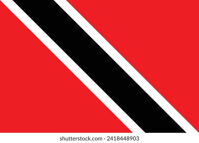Banderas de Trinidad y Tobago. Diseño de elementos planos. Bandera Nacional. Fondo aislado blanco 