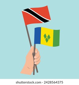 Flags of Trinidad and Tobago and the Grenadines, Hand Holding flags