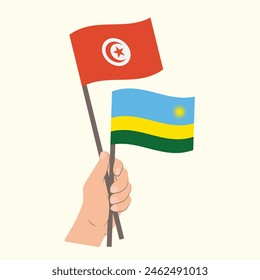 Banderas de Túnez y Ruanda, Banderas de mano