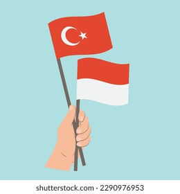 Banderas de Turquía y Mónaco, con banderas de mano