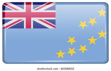 Flags of Tuvalu in the form of a magnet on refrigerator with reflections light. Vector illustration