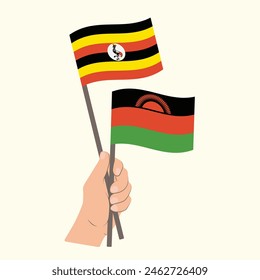 Banderas de Uganda y Malawi, Banderas de mano