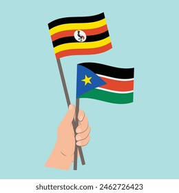 Banderas Uganda y Sudán del Sur, Banderas de mano