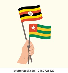 Banderas Uganda y Togo, Banderas de mano