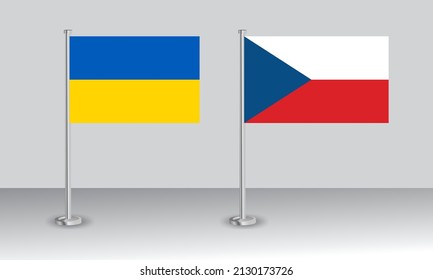 flags of Ukraine and Czech Republic (Czechia). Official colors. Correct proportion. Banner design