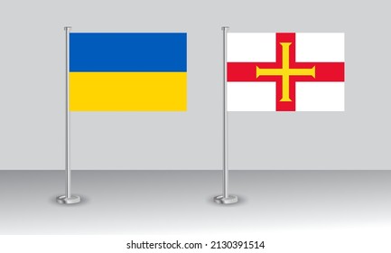 flags of Ukraine and Guernsey. Official colors. Correct proportion. Banner design