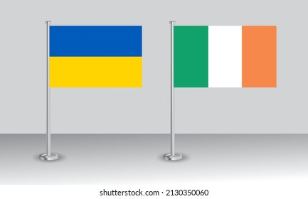 banderas de Ucrania e Irlanda. Colores oficiales. Proporción correcta. Diseño de pancartas