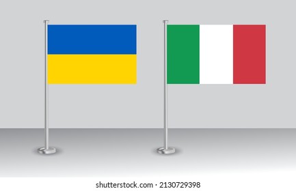 flags of Ukraine and Italy. Official colors. Correct proportion. Banner design