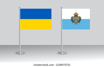 flags of Ukraine and San Marino. Official colors. Correct proportion. Banner design