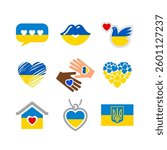 Flags of Ukraine, set symbols, vector icons
