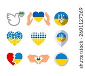 Flags of Ukraine, set symbols, vector icons