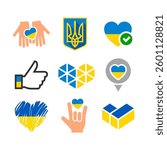 Flags of Ukraine, set symbols, vector icons