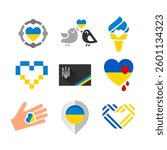 Flags of Ukraine, set symbols, vector icons