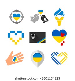 Flags of Ukraine, set symbols, vector icons