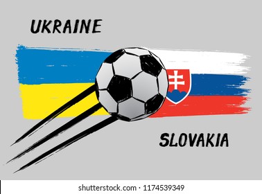 Flags of Ukraine and Slovakia -  Icon for football Nations League - Grunge