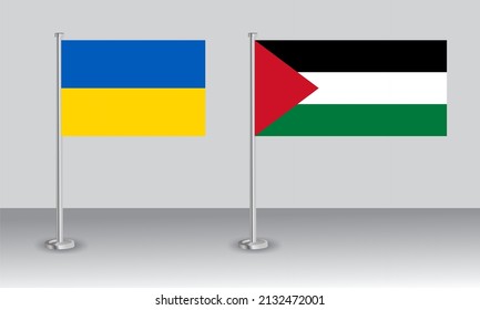 flags of Ukraine and State of Palestine. Official colors. Correct proportion. Banner design