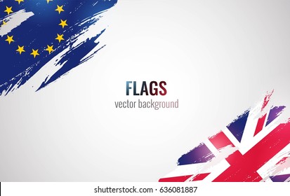 Flags of the United Kingdom and the European Union isolated on white background. Vector illustration
