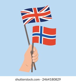 Flaggen des Vereinigten Königreichs von Großbritannien und Nordirland und Norwegen, Handfahnen