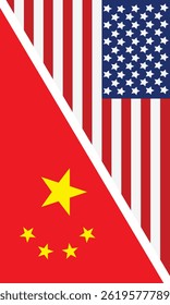 Flags of United States of America and China, Concept of trade war between China and USA. Vector illustration versus background.