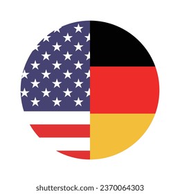 The flags of the United States and Germany. Button flag icon. Standard color. Circle icon flag. Computer illustration. Digital illustration. Vector illustration.