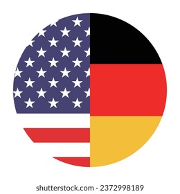 The flags of the United States and Germany. Button flag icon. Standard color. Circle icon flag. Computer illustration. Digital illustration. Vector illustration.