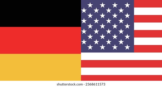 The flags of the United States and Germany. Flag icon. Standard color. A square flag. Computer illustration. Digital illustration. Vector illustration.