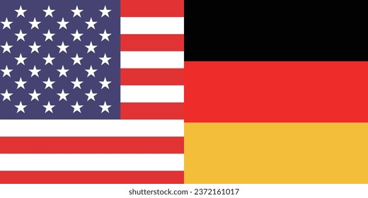 The flags of the United States and Germany. Flag icon. Standard color. A square flag. Computer illustration. Digital illustration. Vector illustration.
