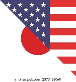 Flags of the United States and Japan. Flag icon. Standard color. A square flag. Triangle icon design. Computer illustration. Digital illustration. Vector illustration.