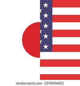 Flags of the United States and Japan. Flag icon. Standard color. A square flag. Computer illustration. Digital illustration. Vector illustration.