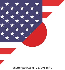 Flags of the United States and Japan. Flag icon. Standard color. A square flag. Triangle icon design. Computer illustration. Digital illustration. Vector illustration.