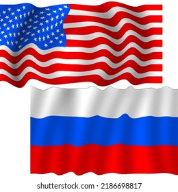 Flags of the united states and russia in one frame