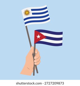 Bandeiras do Uruguai e Cuba, Bandeiras de mão
