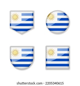 Flaggen von Uruguay - glänzende Sammlung. Satz von Vektorgrafiken