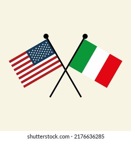 Flags Usa America Italy Crossed Position Stock Vector (royalty Free 