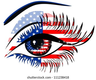 Flags of the USA in beautiful female eye