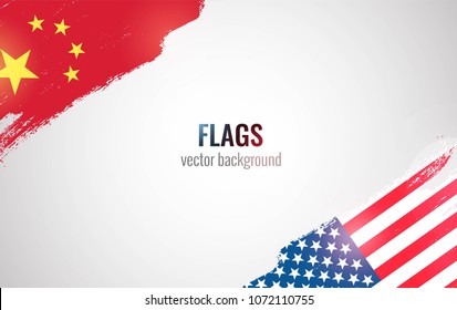 Flags of USA and China
isolated on white background. Vector illustration