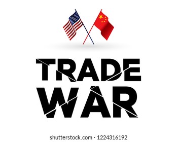 Flags of USA and China Trade War background. Vector illustration