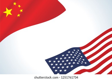 Flags of USA and China Vector